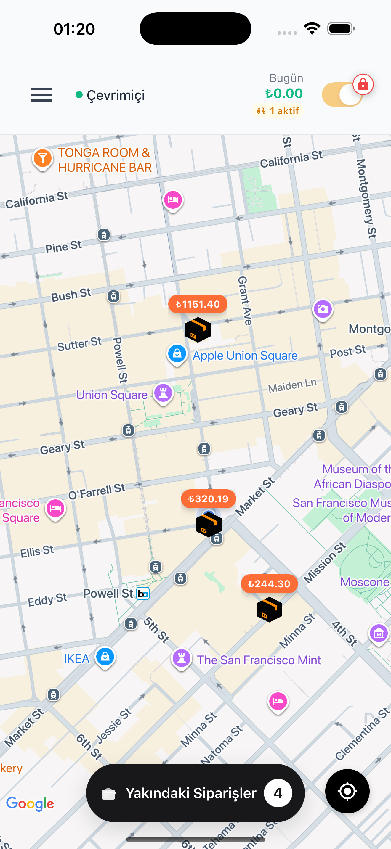 Kuryeyolda uygulaması ekran görüntüsü