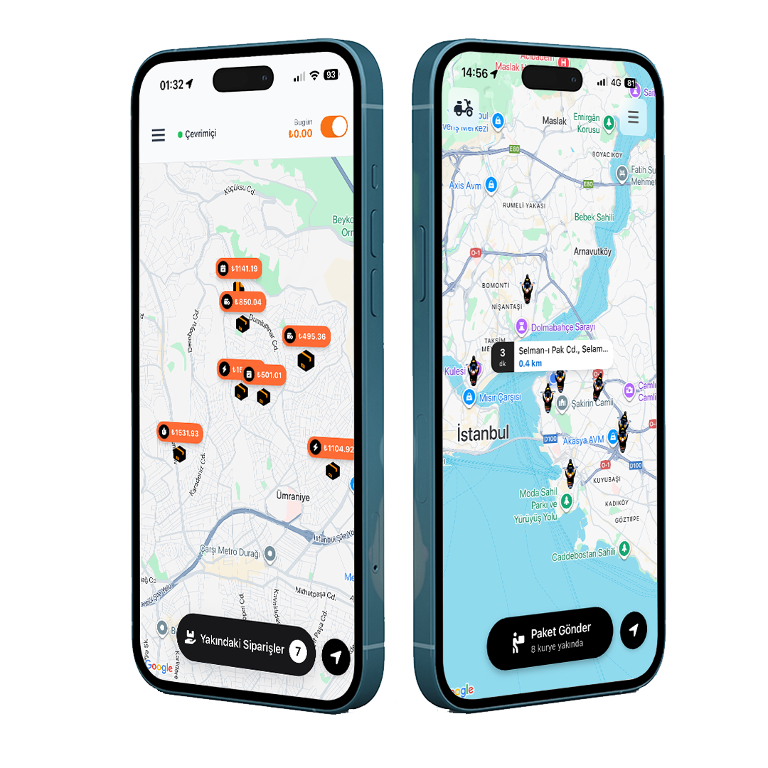 Kuryeyolda uygulaması ekran görüntüsü